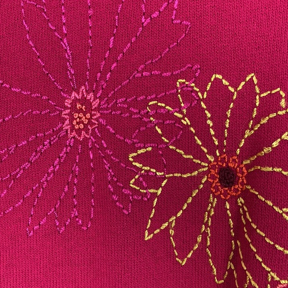 Vintage Magenta Pink Hand Embroidered Floral Knit Sweater - Picture 8 of 14